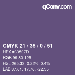 Farbcode: CMYK 21 / 36 / 0 / 51 | qconv.com