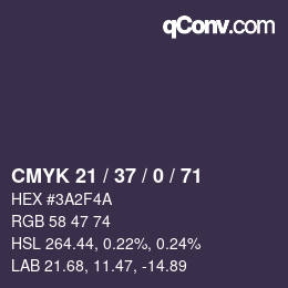 Color code: CMYK 21 / 37 / 0 / 71 | qconv.com