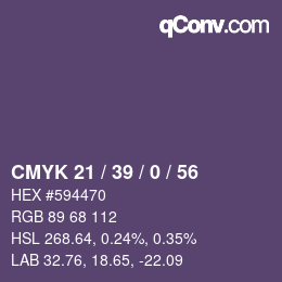 Color code: CMYK 21 / 39 / 0 / 56 | qconv.com