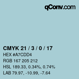 Código de color: CMYK 21 / 3 / 0 / 17 | qconv.com