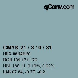 颜色代码: CMYK 21 / 3 / 0 / 31 | qconv.com
