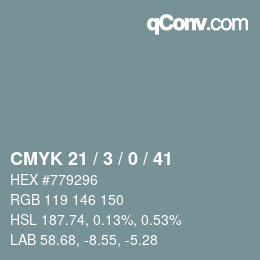 Color code: CMYK 21 / 3 / 0 / 41 | qconv.com
