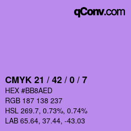 カラーコード: CMYK 21 / 42 / 0 / 7 | qconv.com