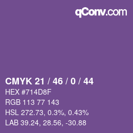 Color code: CMYK 21 / 46 / 0 / 44 | qconv.com