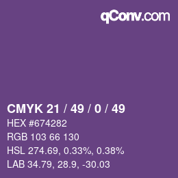 Color code: CMYK 21 / 49 / 0 / 49 | qconv.com