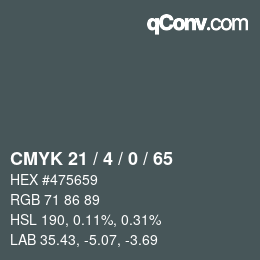 Código de color: CMYK 21 / 4 / 0 / 65 | qconv.com