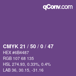 Farbcode: CMYK 21 / 50 / 0 / 47 | qconv.com