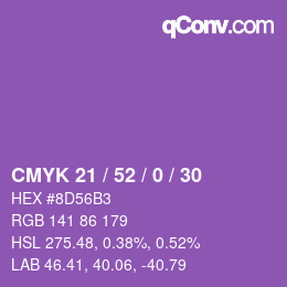 Farbcode: CMYK 21 / 52 / 0 / 30 | qconv.com