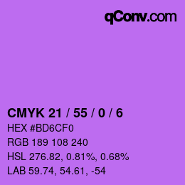 Color code: CMYK 21 / 55 / 0 / 6 | qconv.com