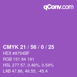 Color code: CMYK 21 / 56 / 0 / 25 | qconv.com