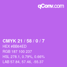 Color code: CMYK 21 / 58 / 0 / 7 | qconv.com