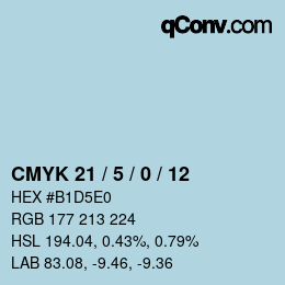 Color code: CMYK 21 / 5 / 0 / 12 | qconv.com