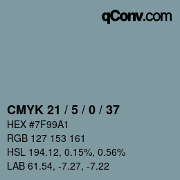 Color code: CMYK 21 / 5 / 0 / 37 | qconv.com