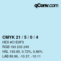 カラーコード: CMYK 21 / 5 / 0 / 4 | qconv.com