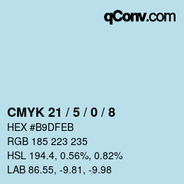 颜色代码: CMYK 21 / 5 / 0 / 8 | qconv.com