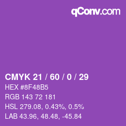 カラーコード: CMYK 21 / 60 / 0 / 29 | qconv.com