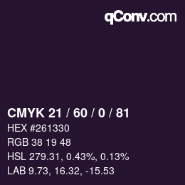 Color code: CMYK 21 / 60 / 0 / 81 | qconv.com