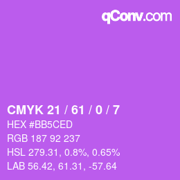 Color code: CMYK 21 / 61 / 0 / 7 | qconv.com