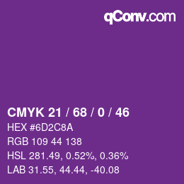 颜色代码: CMYK 21 / 68 / 0 / 46 | qconv.com