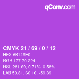 Color code: CMYK 21 / 69 / 0 / 12 | qconv.com