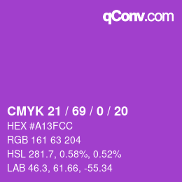 Color code: CMYK 21 / 69 / 0 / 20 | qconv.com