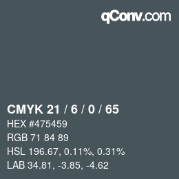 Farbcode: CMYK 21 / 6 / 0 / 65 | qconv.com