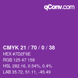 Farbcode: CMYK 21 / 70 / 0 / 38 | qconv.com
