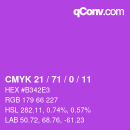 Color code: CMYK 21 / 71 / 0 / 11 | qconv.com