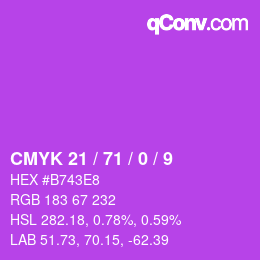 カラーコード: CMYK 21 / 71 / 0 / 9 | qconv.com