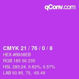 カラーコード: CMYK 21 / 76 / 0 / 8 | qconv.com