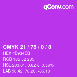 カラーコード: CMYK 21 / 78 / 0 / 8 | qconv.com