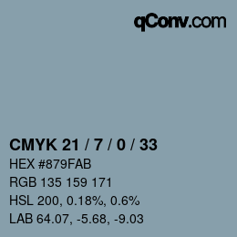 Farbcode: CMYK 21 / 7 / 0 / 33 | qconv.com