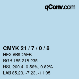 カラーコード: CMYK 21 / 7 / 0 / 8 | qconv.com