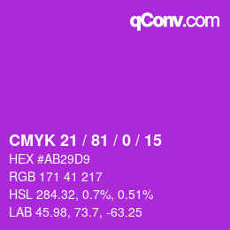 Color code: CMYK 21 / 81 / 0 / 15 | qconv.com