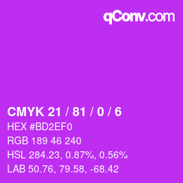 颜色代码: CMYK 21 / 81 / 0 / 6 | qconv.com