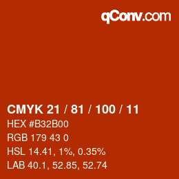 Color code: CMYK 21 / 81 / 100 / 11 | qconv.com