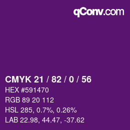 カラーコード: CMYK 21 / 82 / 0 / 56 | qconv.com