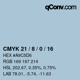 颜色代码: CMYK 21 / 8 / 0 / 16 | qconv.com