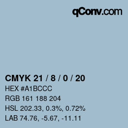 カラーコード: CMYK 21 / 8 / 0 / 20 | qconv.com