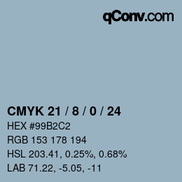 カラーコード: CMYK 21 / 8 / 0 / 24 | qconv.com