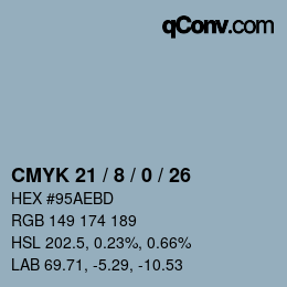 カラーコード: CMYK 21 / 8 / 0 / 26 | qconv.com