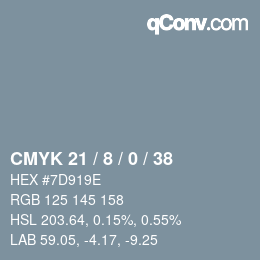 カラーコード: CMYK 21 / 8 / 0 / 38 | qconv.com