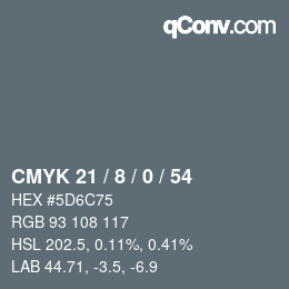 Color code: CMYK 21 / 8 / 0 / 54 | qconv.com