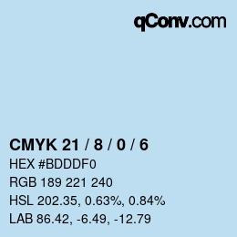 Color code: CMYK 21 / 8 / 0 / 6 | qconv.com