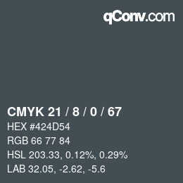 颜色代码: CMYK 21 / 8 / 0 / 67 | qconv.com
