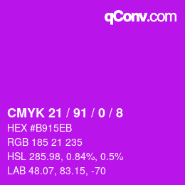Color code: CMYK 21 / 91 / 0 / 8 | qconv.com