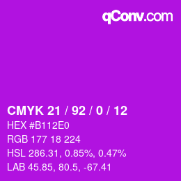 カラーコード: CMYK 21 / 92 / 0 / 12 | qconv.com