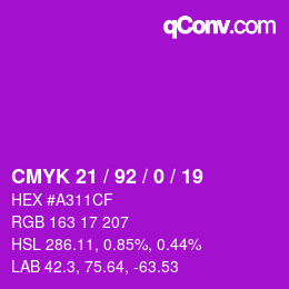 Color code: CMYK 21 / 92 / 0 / 19 | qconv.com