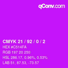 Color code: CMYK 21 / 92 / 0 / 2 | qconv.com
