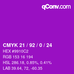 カラーコード: CMYK 21 / 92 / 0 / 24 | qconv.com